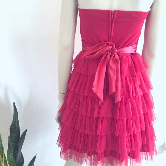 Strapless Lined Ruffle Party Dress SZ Small - Picture 7 of 9
